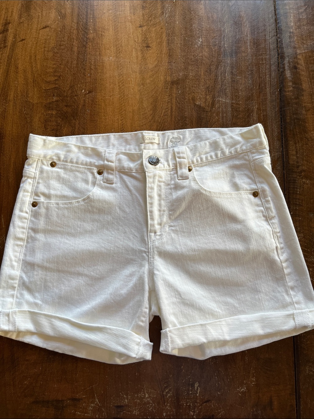 J. Crew White Denim Cuffed Shorts size 27 well made